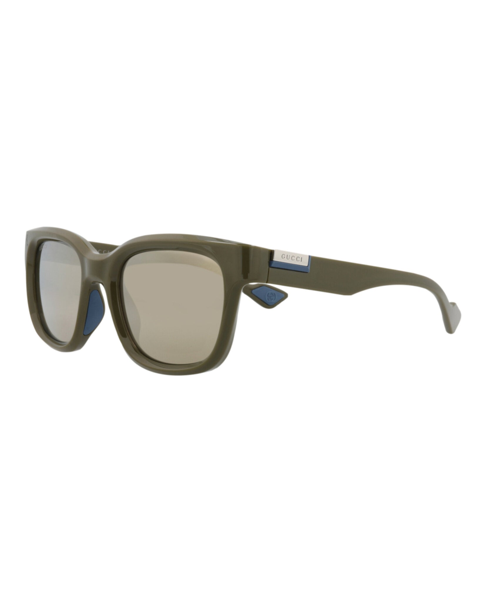 Gucci Mens Square/Rectangle Green Green Gold Fashion Designer Eyewear