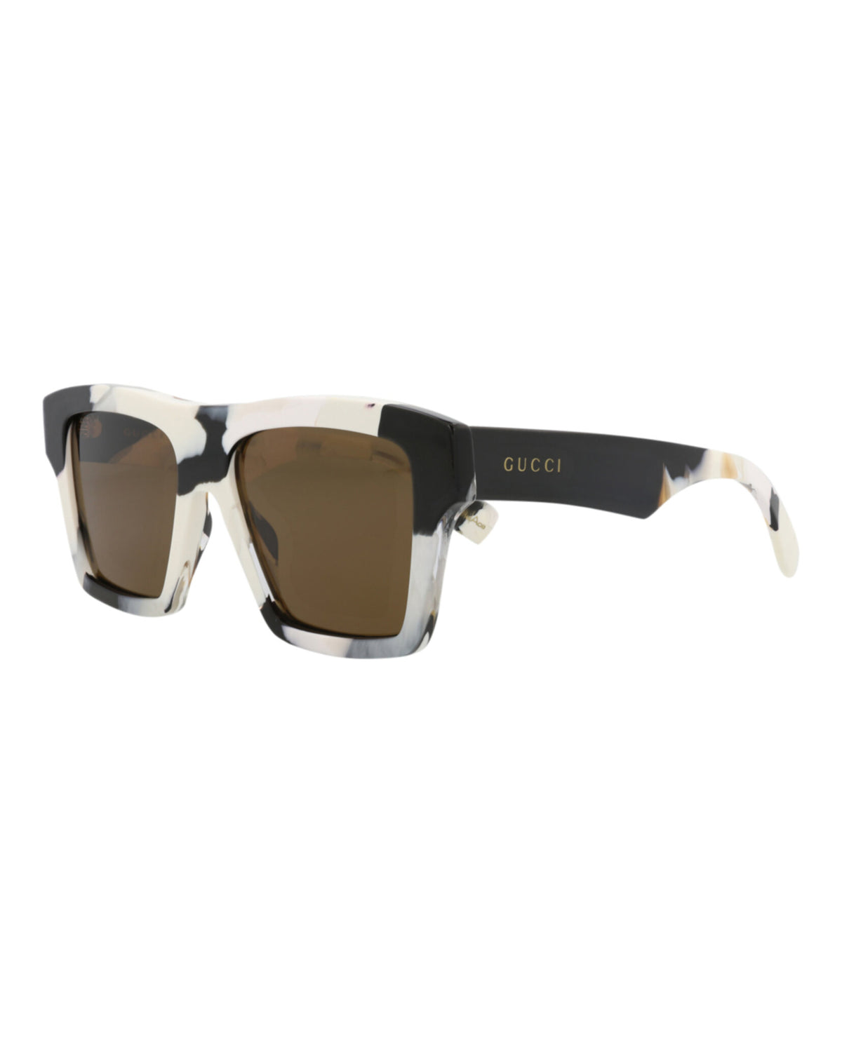 Gucci Mens Square/Rectangle White White Brown Fashion Designer Eyewear