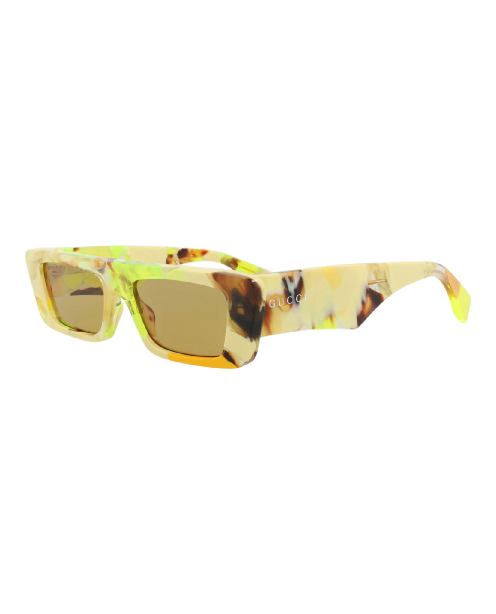 Gucci Mens Square/Rectangle Yellow Yellow Brown Fashion Designer Eyewear