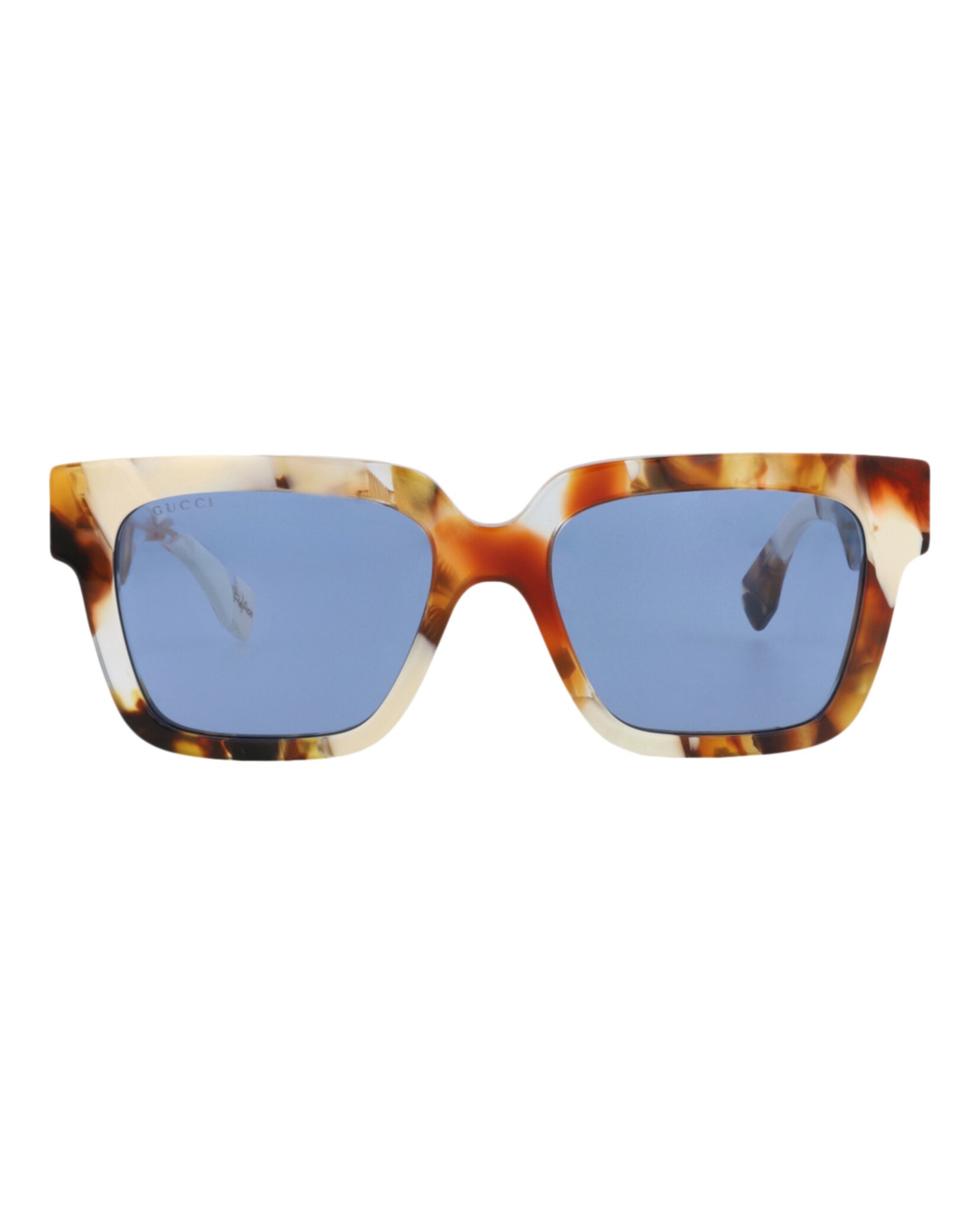 Gucci Mens Square/Rectangle Havana Havana Blue Fashion Designer Eyewear