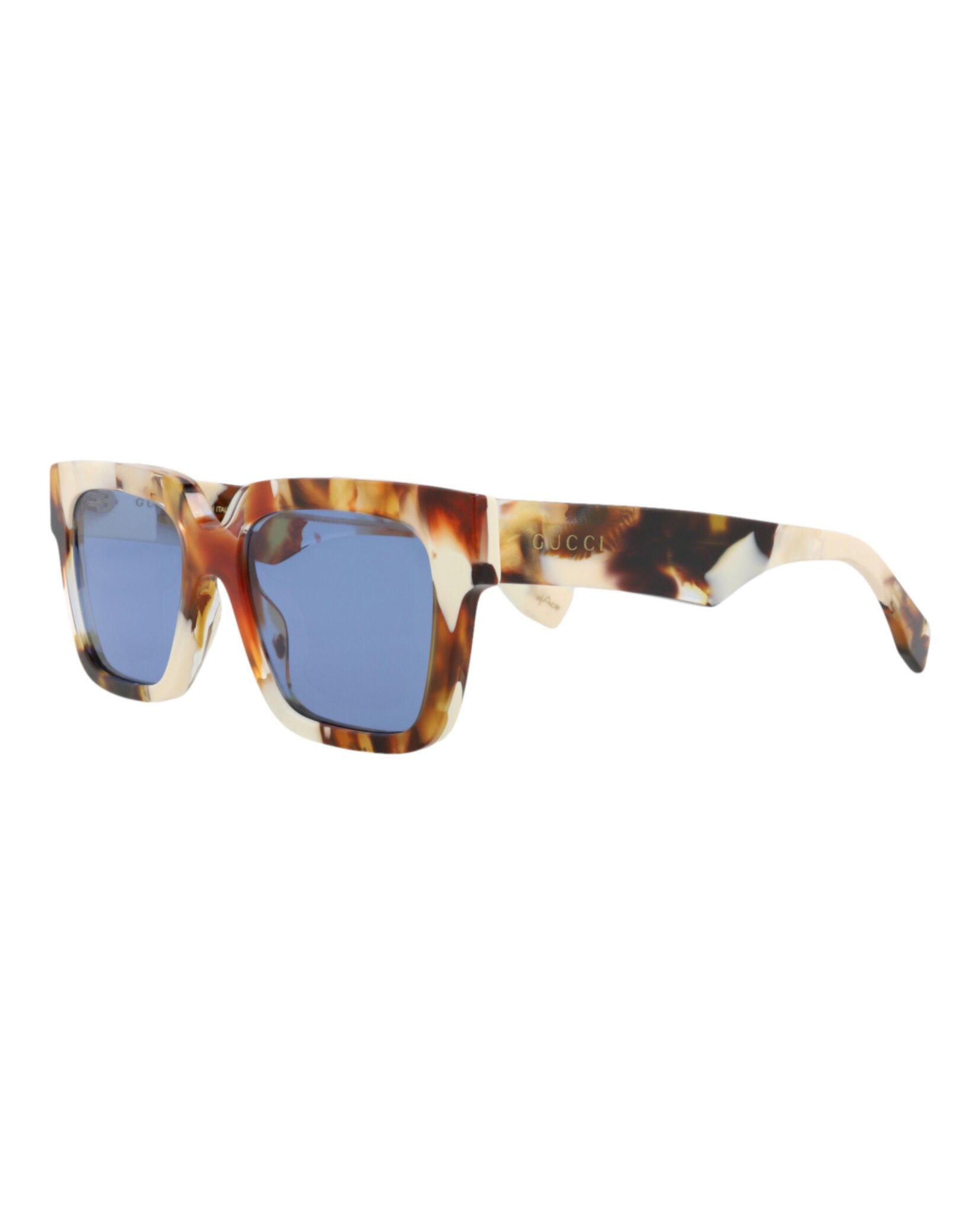 Gucci Mens Square/Rectangle Havana Havana Blue Fashion Designer