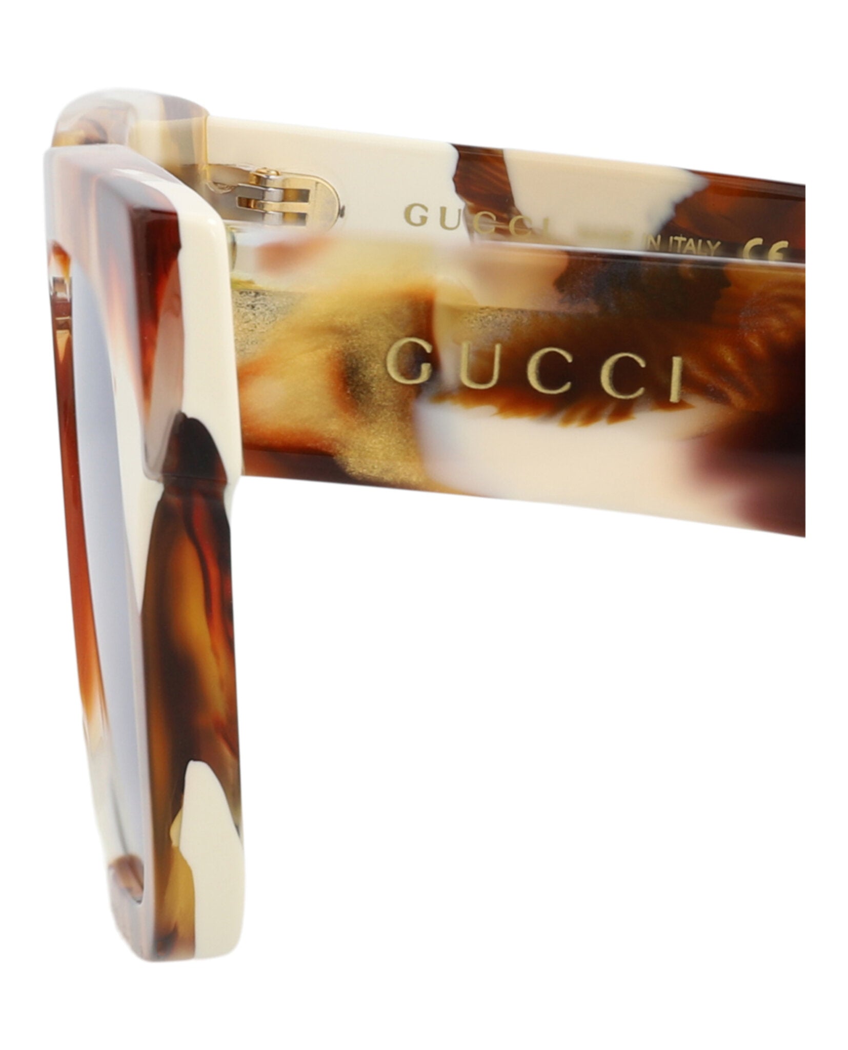 Gucci Mens Square/Rectangle Havana Havana Blue Fashion Designer Eyewear
