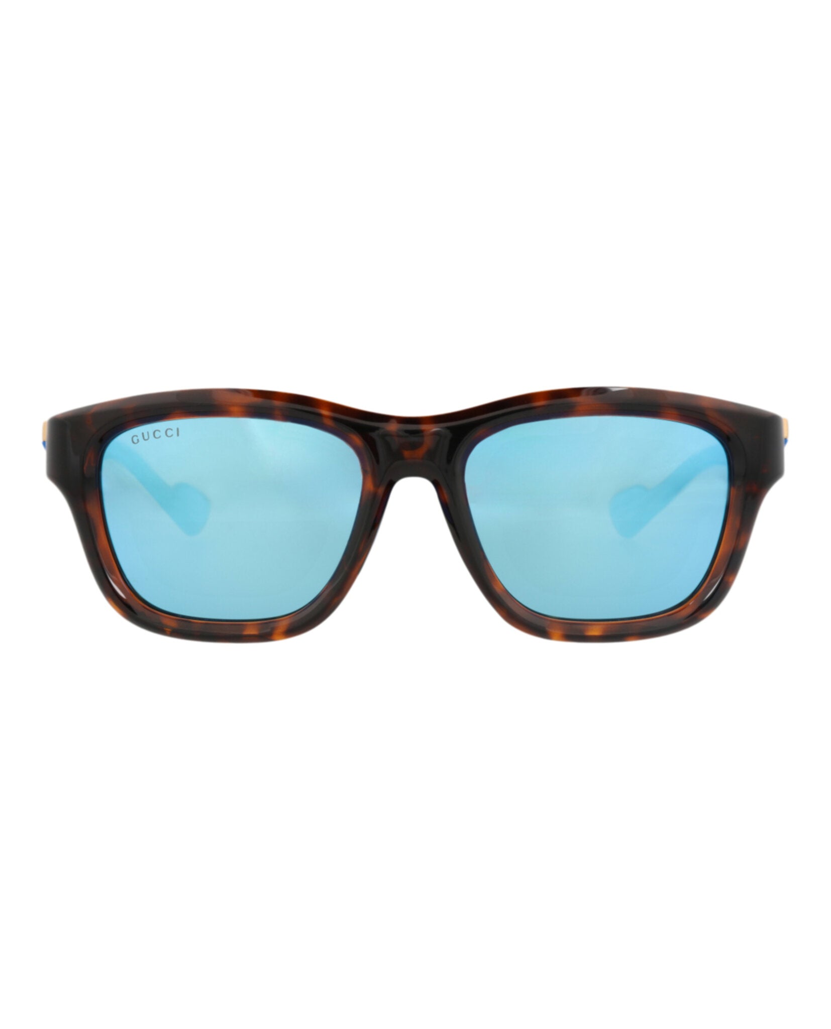 Gucci Mens Square/Rectangle Havana Havana Blue Fashion Designer Eyewear