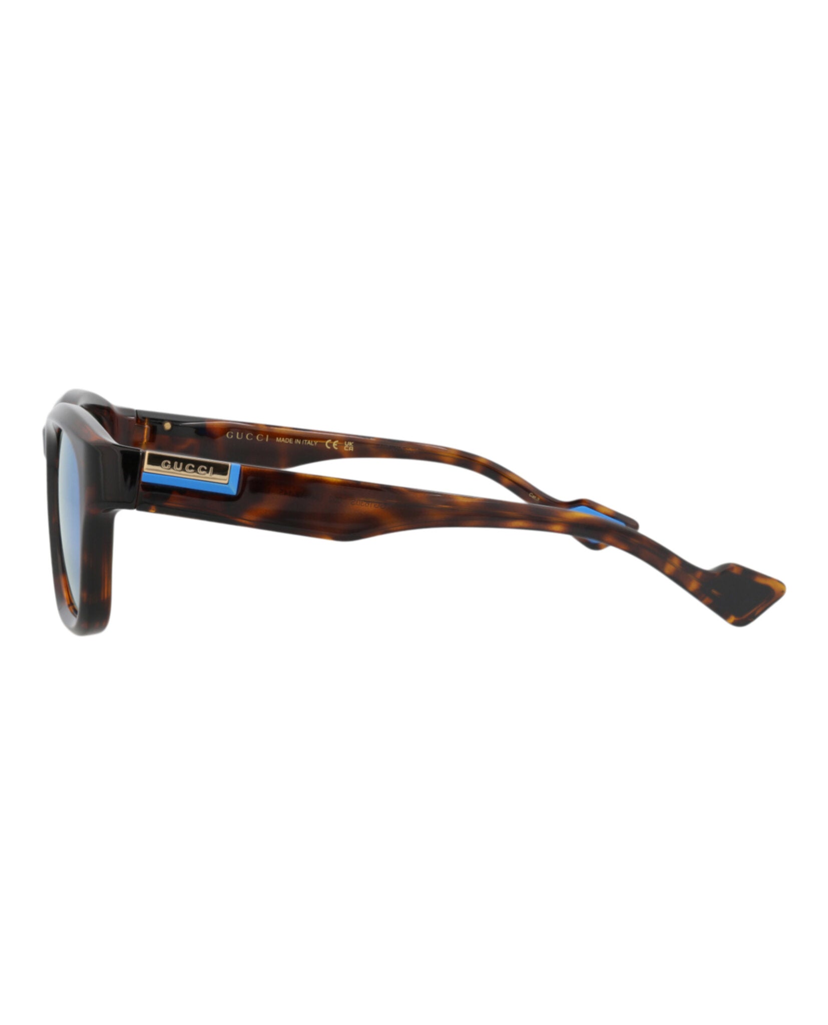 Gucci Mens Square/Rectangle Havana Havana Blue Fashion Designer Eyewear