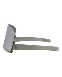 Gucci Gucci Womens Shield/Wrap Grey Grey Silver Fashion Designer Eyewear