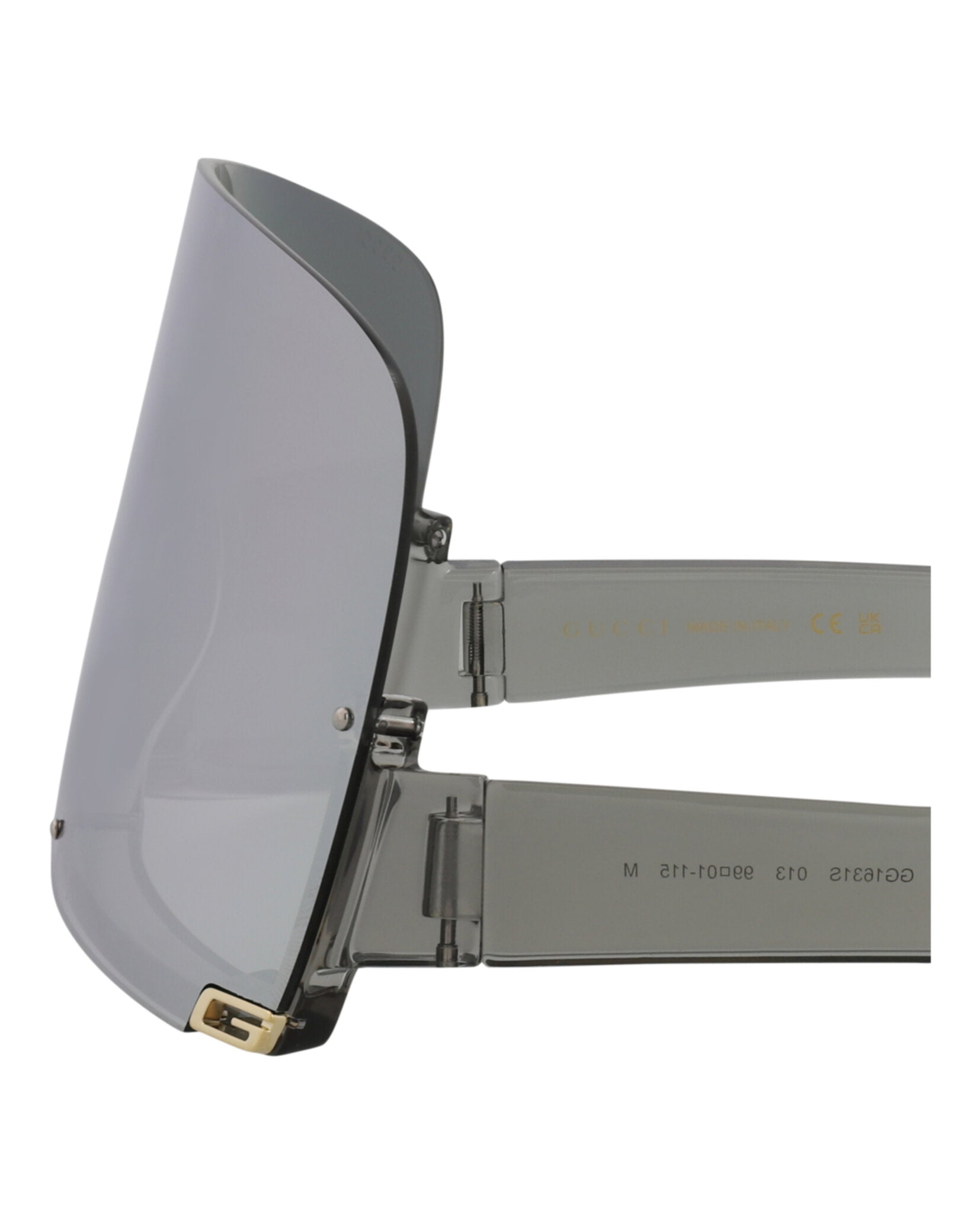 Gucci Gucci Womens Shield/Wrap Grey Grey Silver Fashion Designer Eyewear