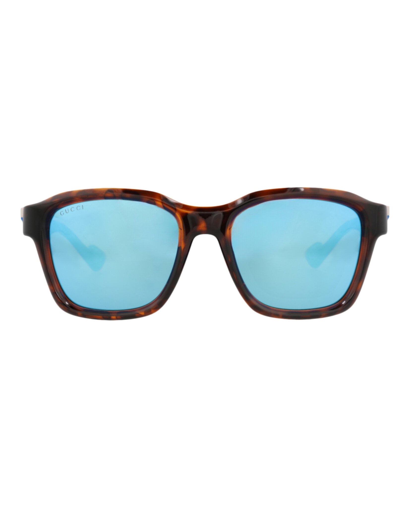 Gucci Mens Square/Rectangle Havana Havana Blue Fashion Designer Eyewear