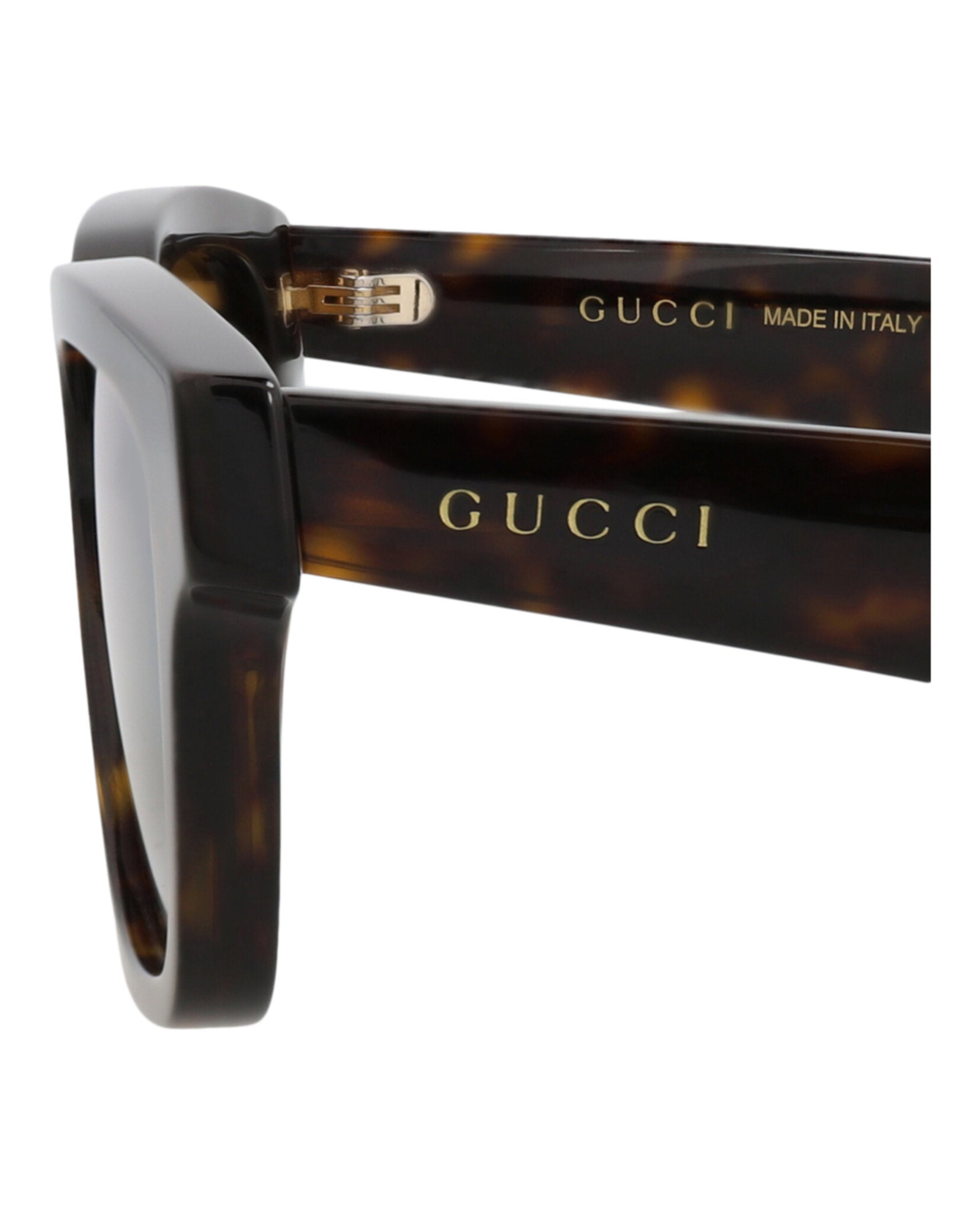 Gucci Gucci Mens Square/Rectangle Havana Havana Gold Fashion Designer Eyewear