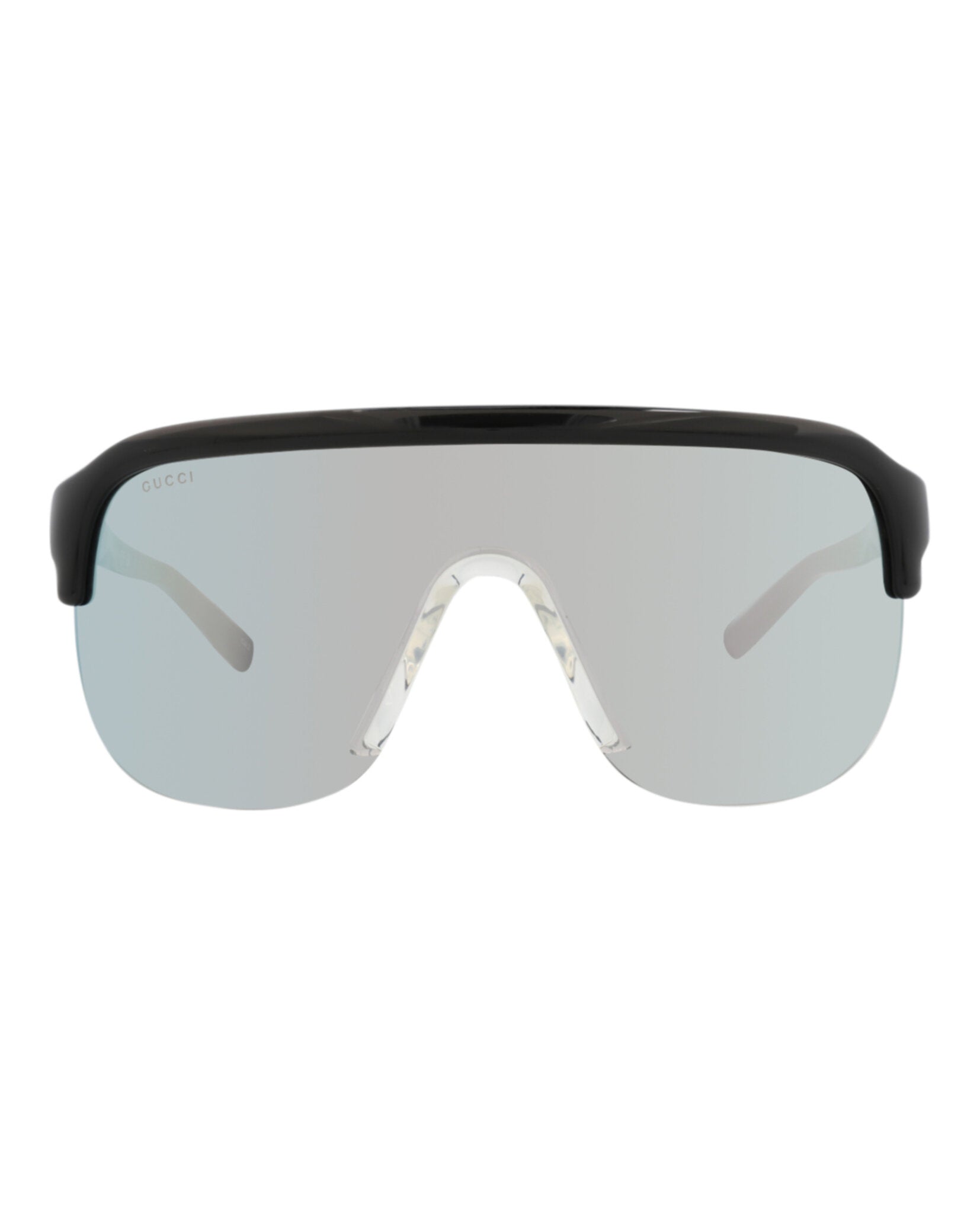 Gucci Gucci Mens Shield/Wrap Black Black Silver Fashion Designer Eyewear