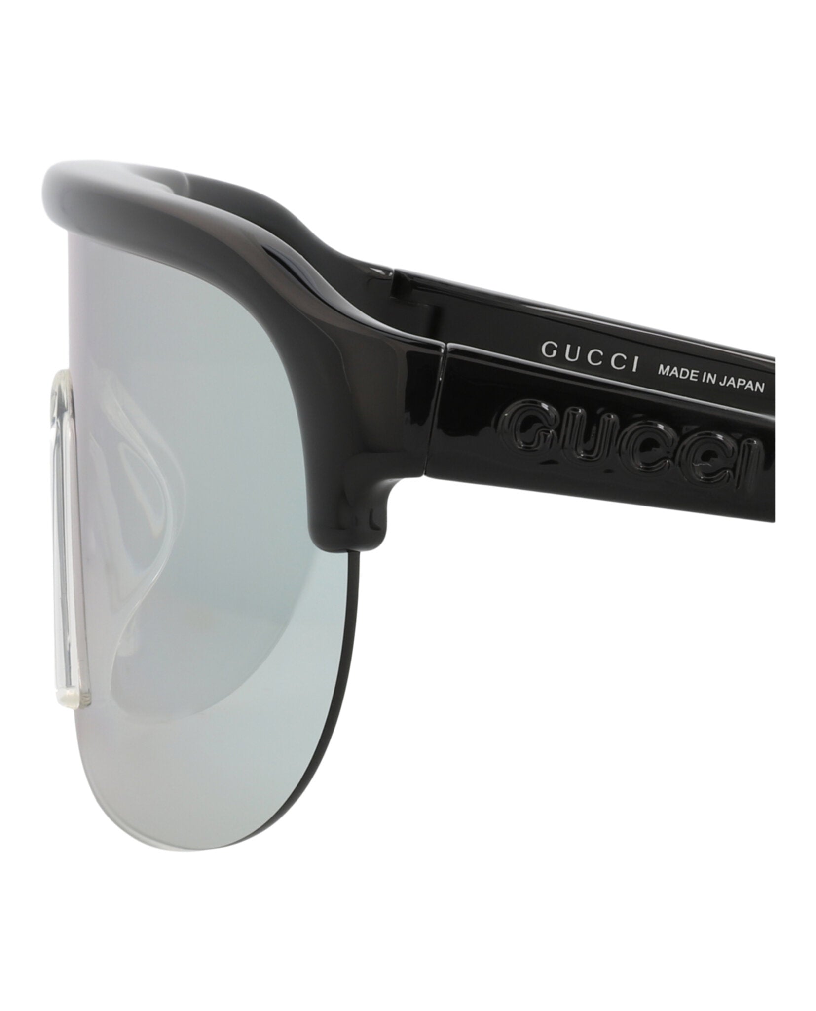 Gucci Gucci Mens Shield/Wrap Black Black Silver Fashion Designer Eyewear