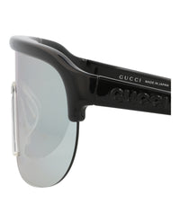 Gucci Gucci Mens Shield/Wrap Black Black Silver Fashion Designer Eyewear