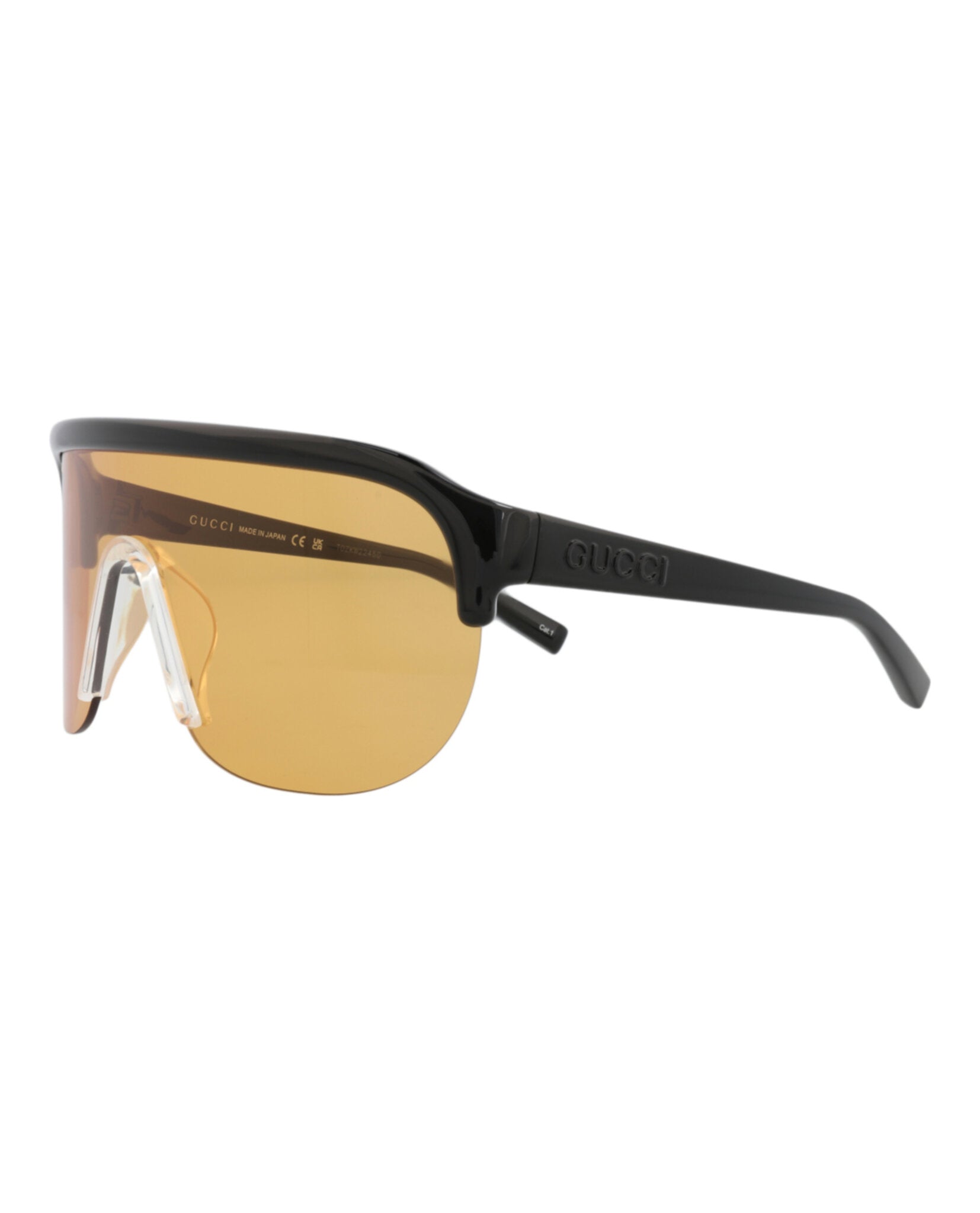 Gucci Gucci Mens Shield/Wrap Black Black Orange Fashion Designer Eyewear