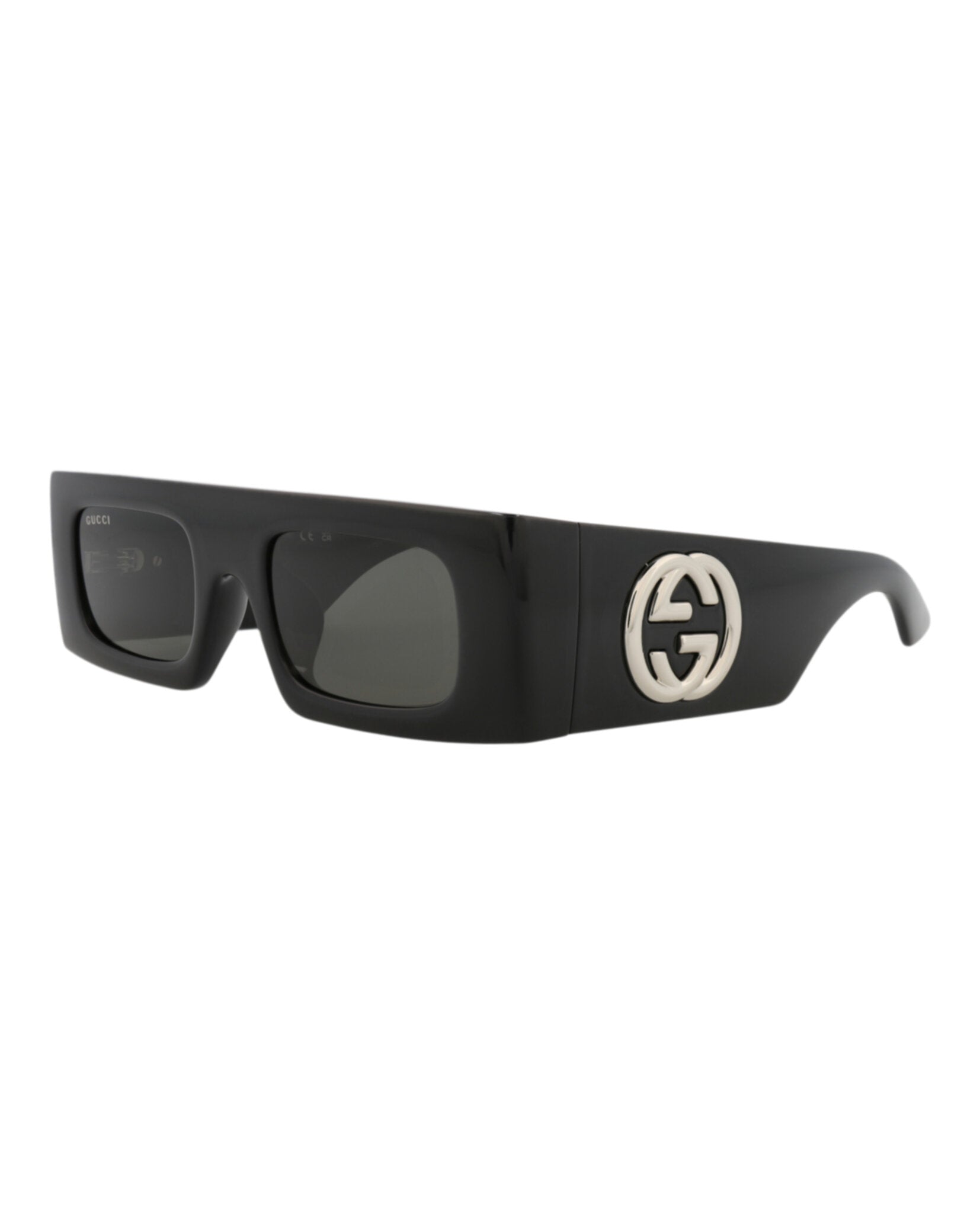 Gucci Womens Shield/Wrap Black Black Grey Fashion Designer Eyewear