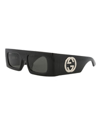 Gucci Womens Shield/Wrap Black Black Grey Fashion Designer Eyewear