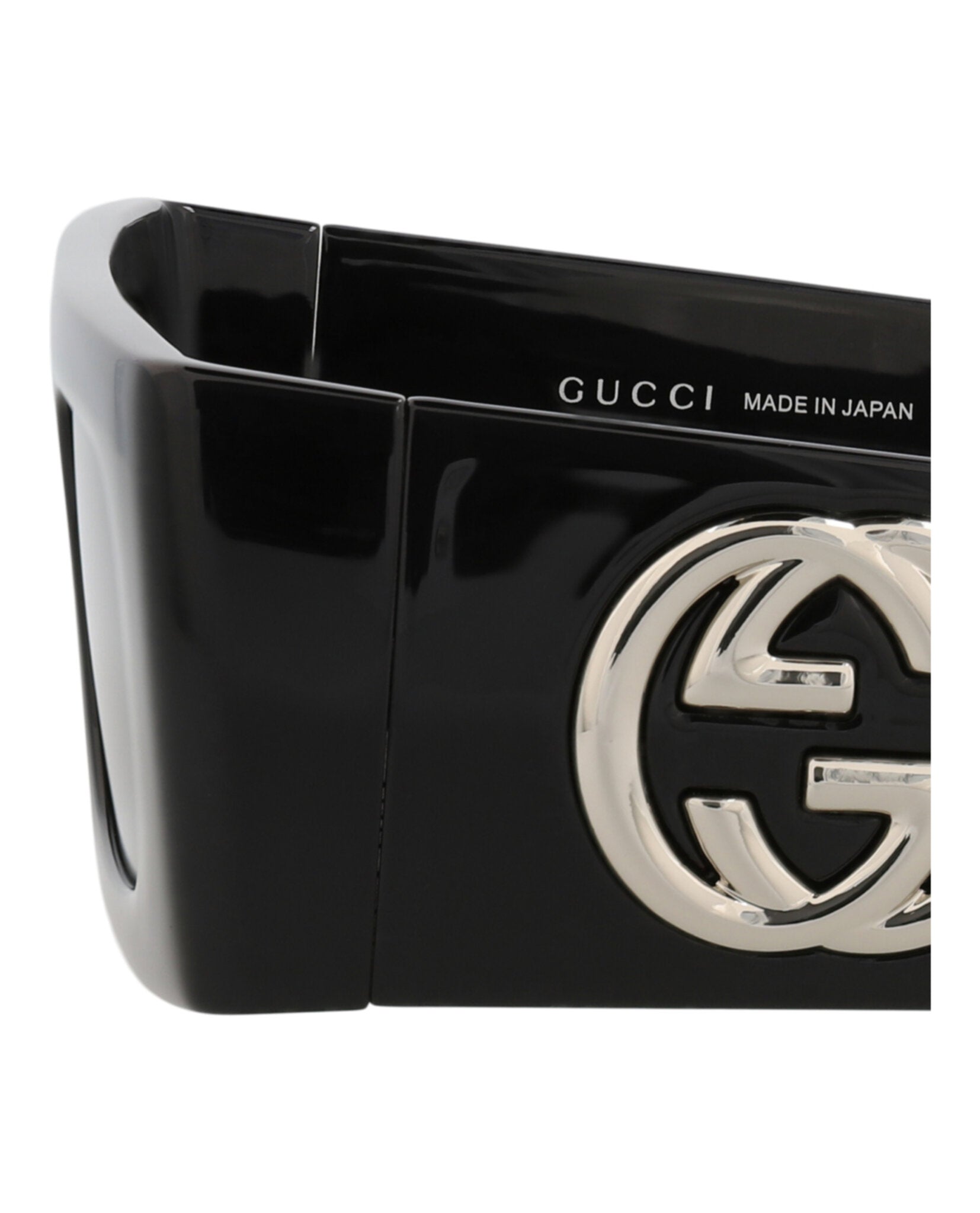 Gucci Womens Shield/Wrap Black Black Grey Fashion Designer Eyewear