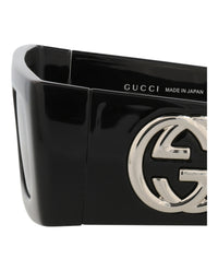 Gucci Womens Shield/Wrap Black Black Grey Fashion Designer Eyewear