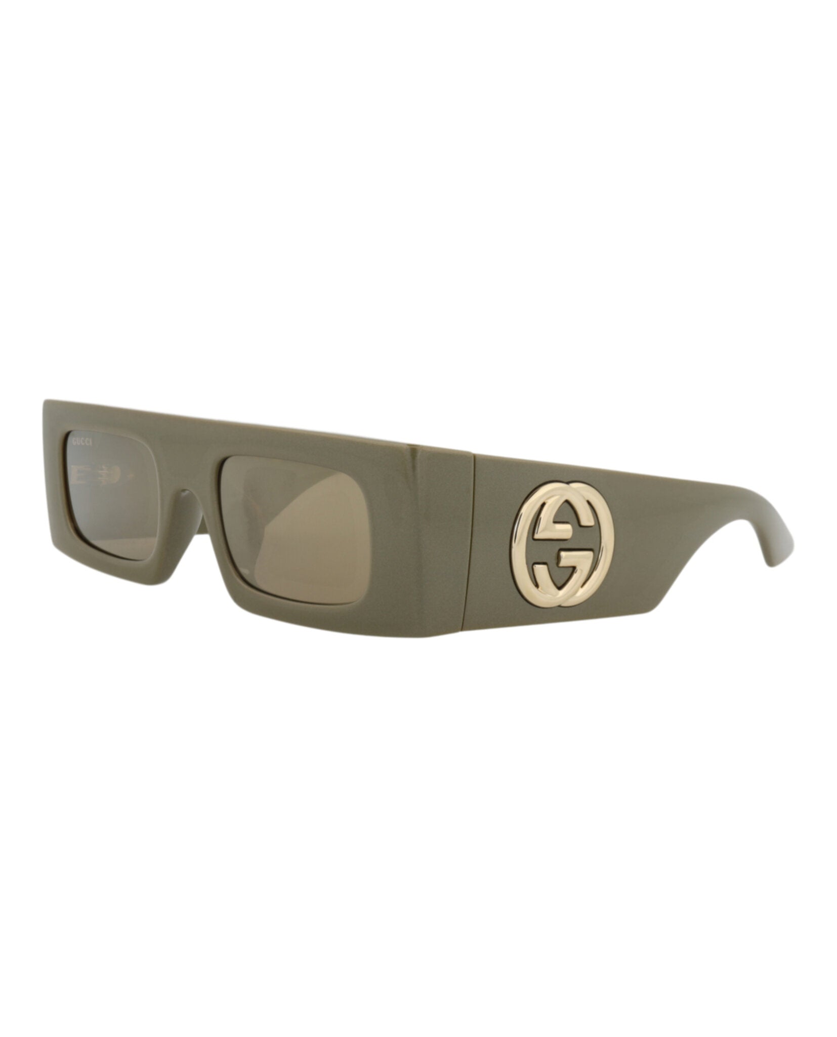 Gucci Gucci Womens Shield/Wrap Green Green Brown Fashion Designer Eyewear