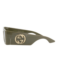 Gucci Gucci Womens Shield/Wrap Green Green Brown Fashion Designer Eyewear