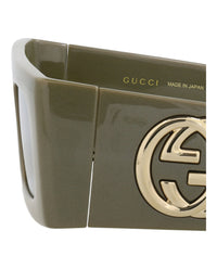 Gucci Gucci Womens Shield/Wrap Green Green Brown Fashion Designer Eyewear