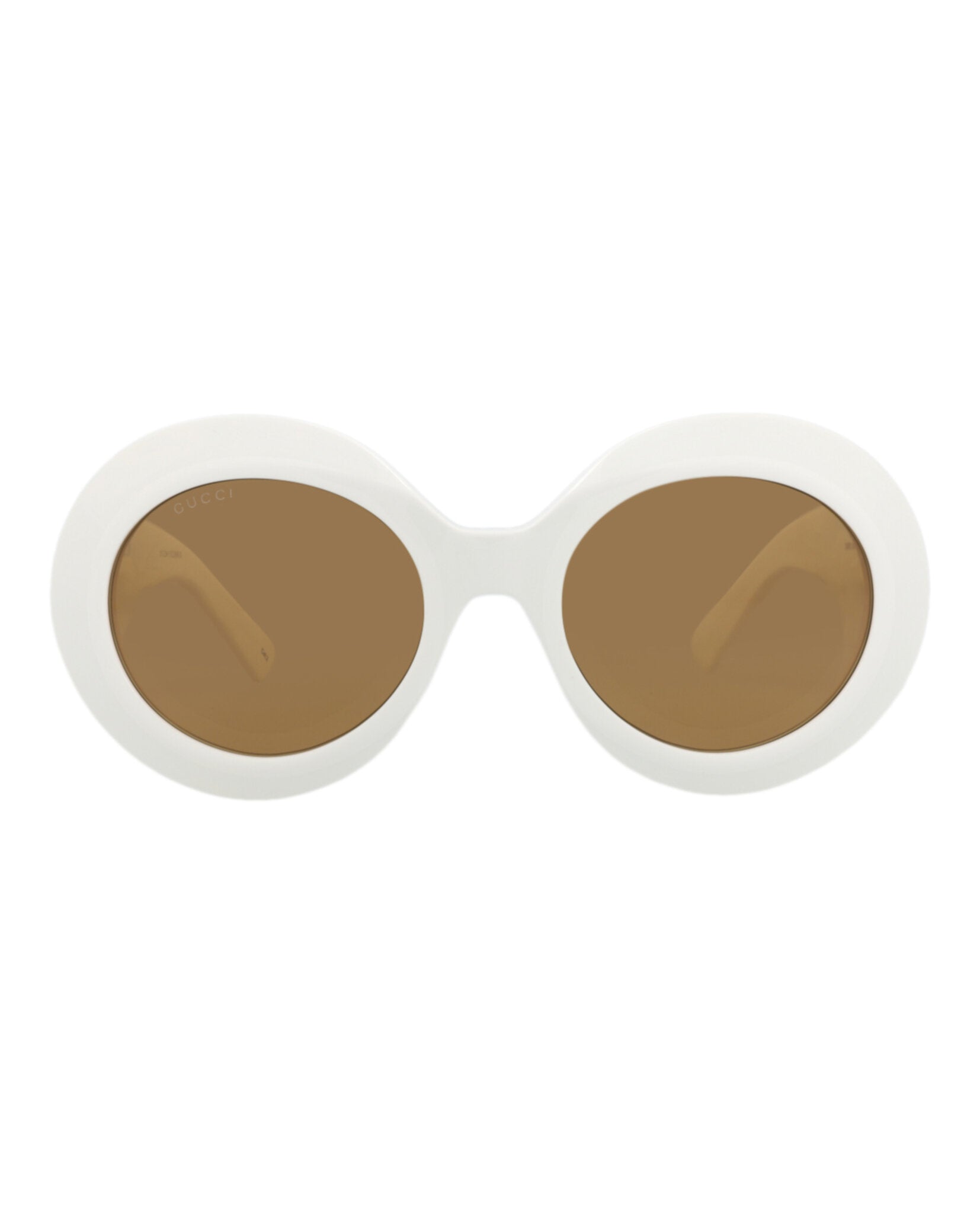 Gucci Womens Round/Oval White White Brown Fashion Designer Eyewear