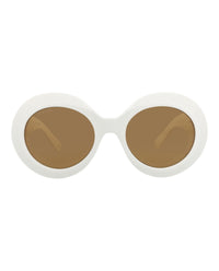 Gucci Womens Round/Oval White White Brown Fashion Designer Eyewear