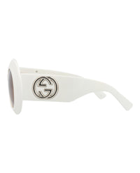 Gucci Womens Round/Oval White White Brown Fashion Designer Eyewear