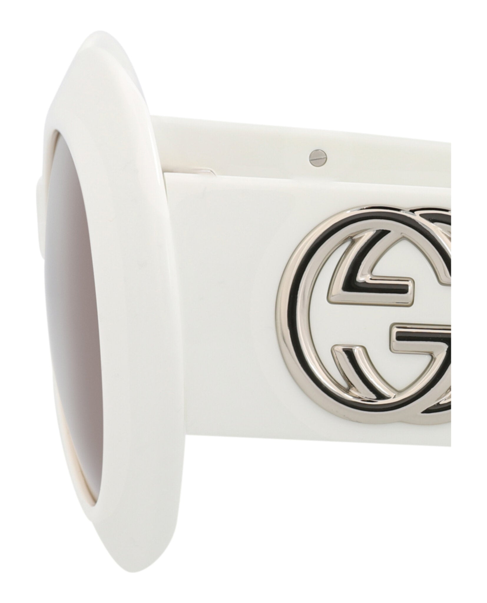 Gucci Womens Round/Oval White White Brown Fashion Designer Eyewear