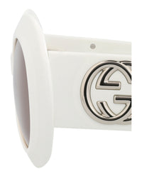 Gucci Womens Round/Oval White White Brown Fashion Designer Eyewear
