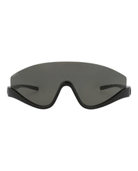 Gucci Womens Shield/Wrap Black Black Grey Fashion Designer Eyewear