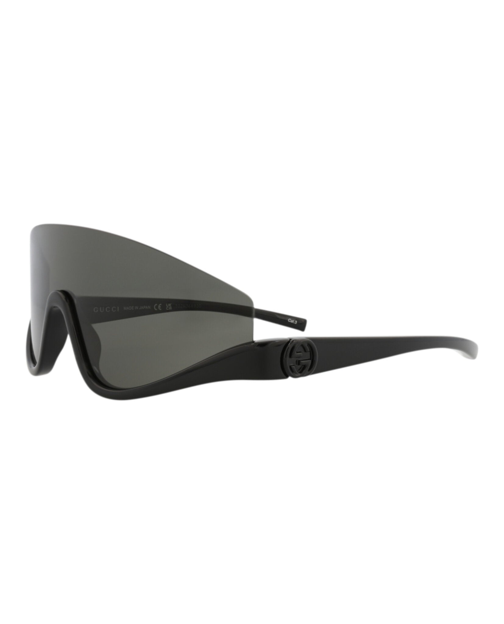 Gucci Womens Shield/Wrap Black Black Grey Fashion Designer Eyewear