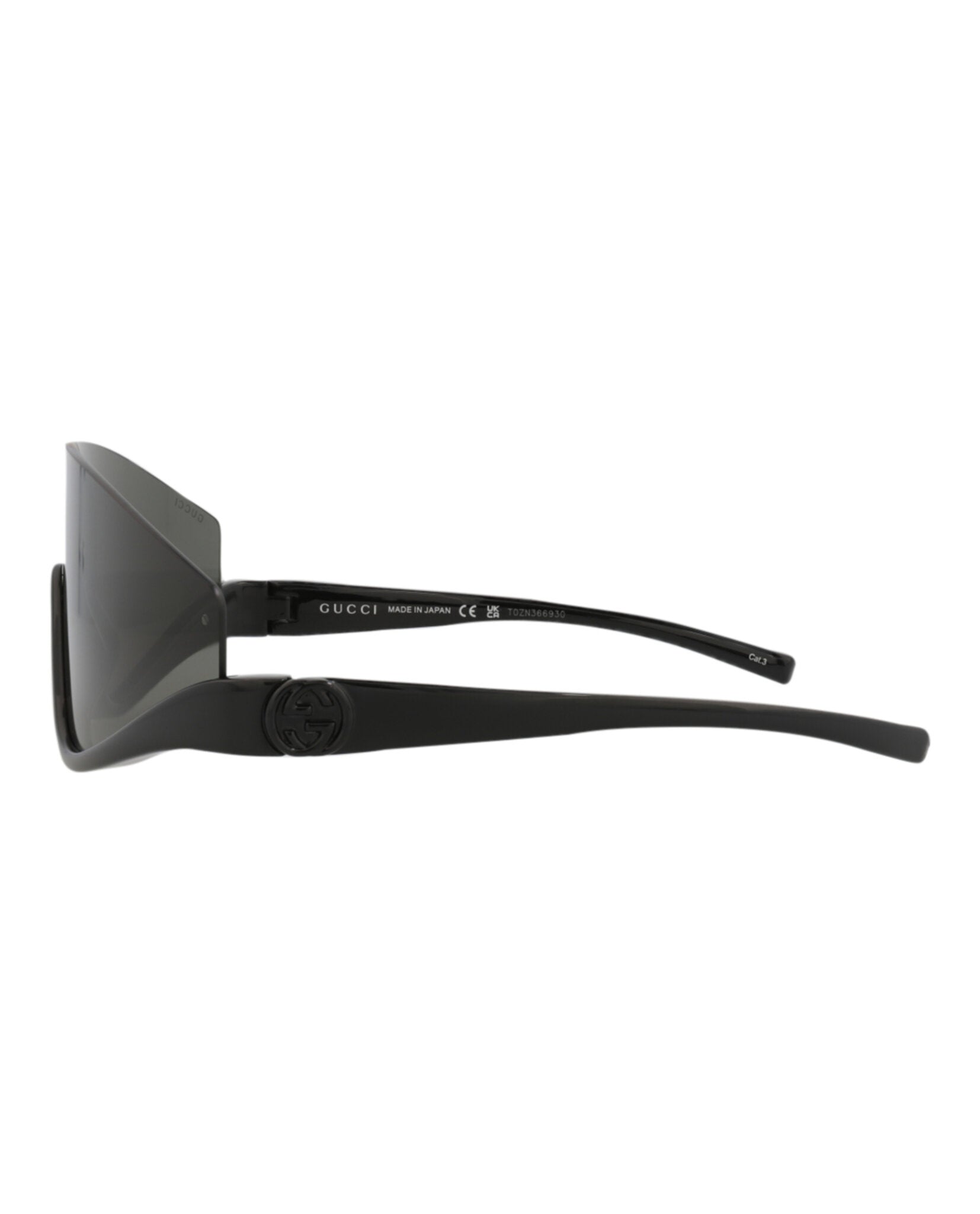 Gucci Womens Shield/Wrap Black Black Grey Fashion Designer Eyewear
