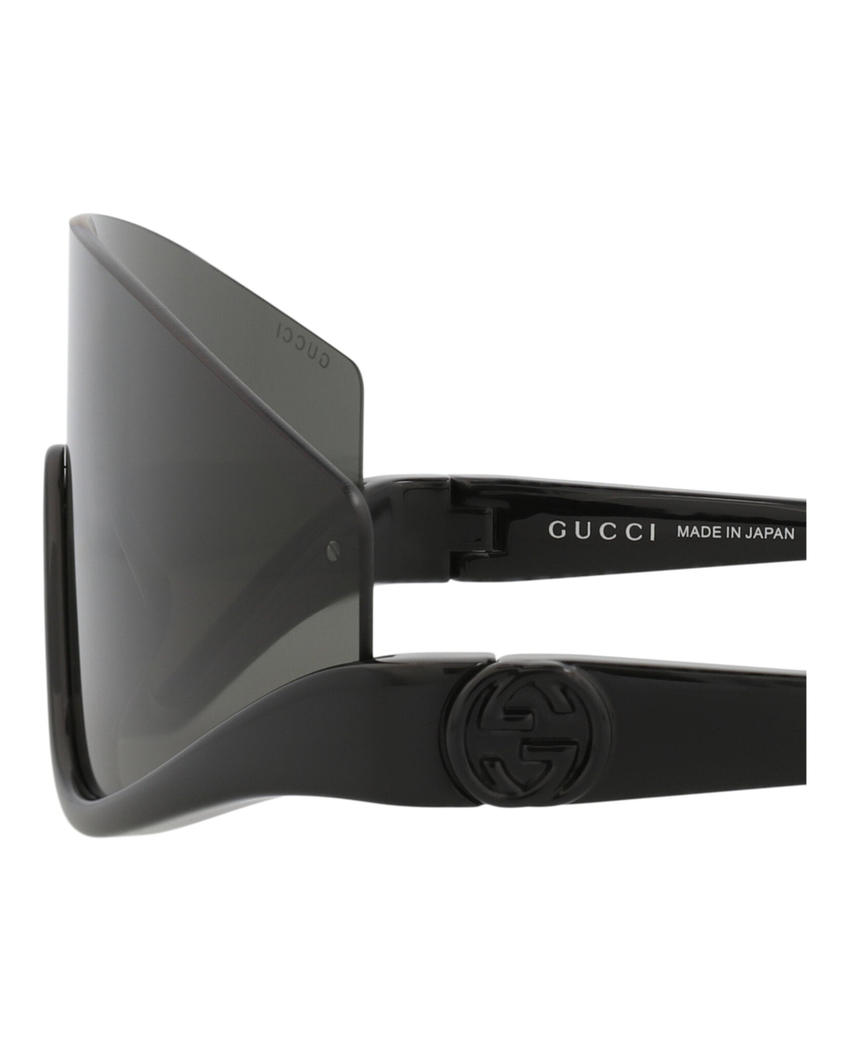 Gucci Womens Shield/Wrap Black Black Grey Fashion Designer Eyewear