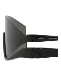Gucci Womens Shield/Wrap Black Black Grey Fashion Designer Eyewear