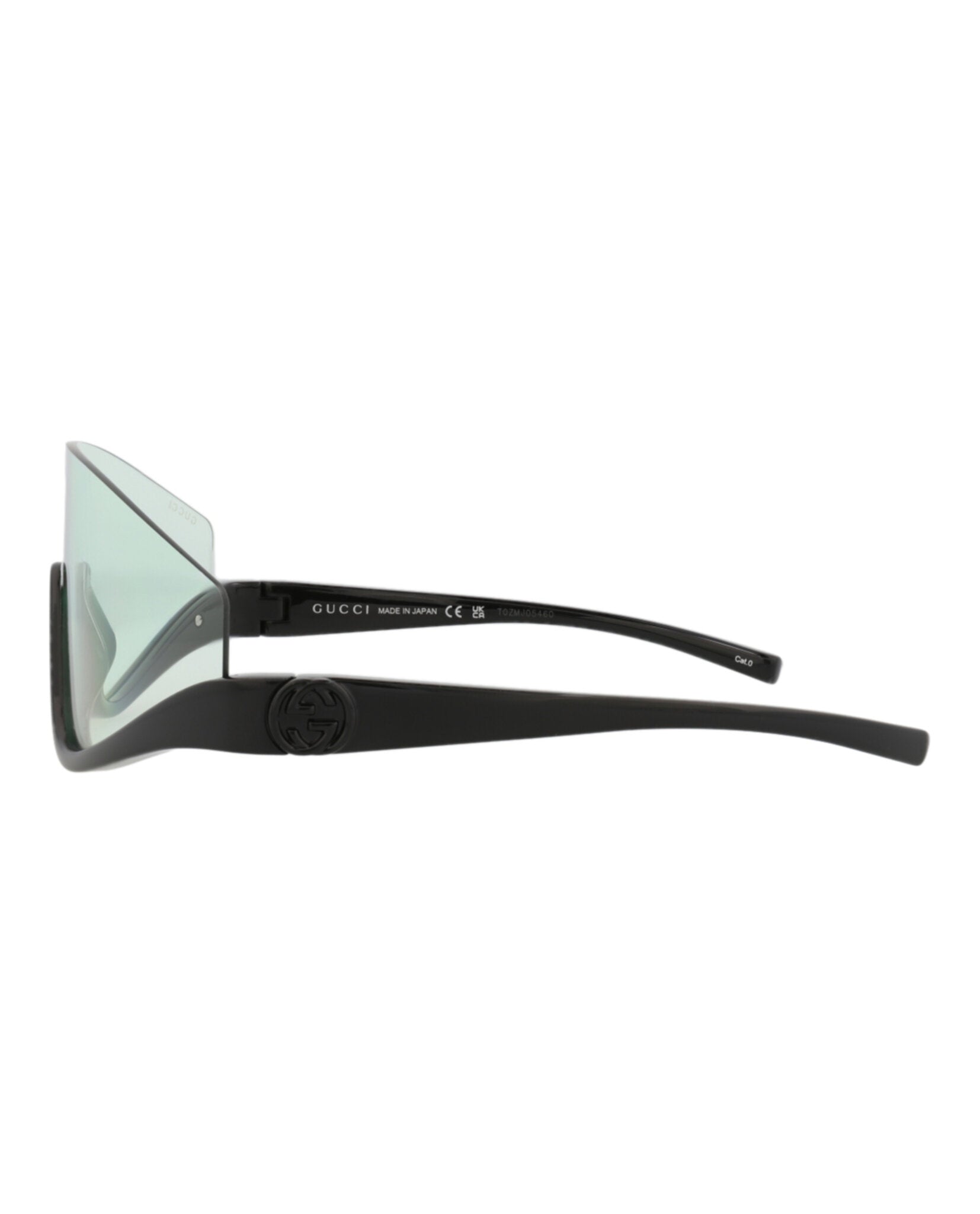 Gucci Gucci Womens Shield/Wrap Black Black Green Fashion Designer Eyewear