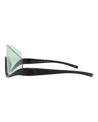 Gucci Gucci Womens Shield/Wrap Black Black Green Fashion Designer Eyewear