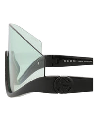 Gucci Gucci Womens Shield/Wrap Black Black Green Fashion Designer Eyewear