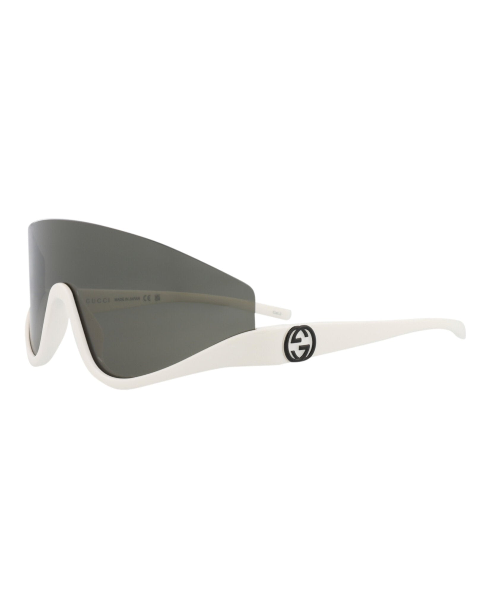 Gucci Womens Shield/Wrap White White Grey Fashion Designer Eyewear
