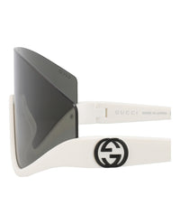 Gucci Womens Shield/Wrap White White Grey Fashion Designer Eyewear