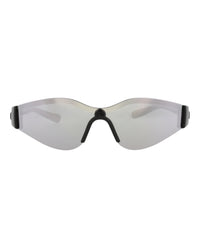 Gucci Womens Shield/Wrap Black Black Silver Fashion Designer Eyewear