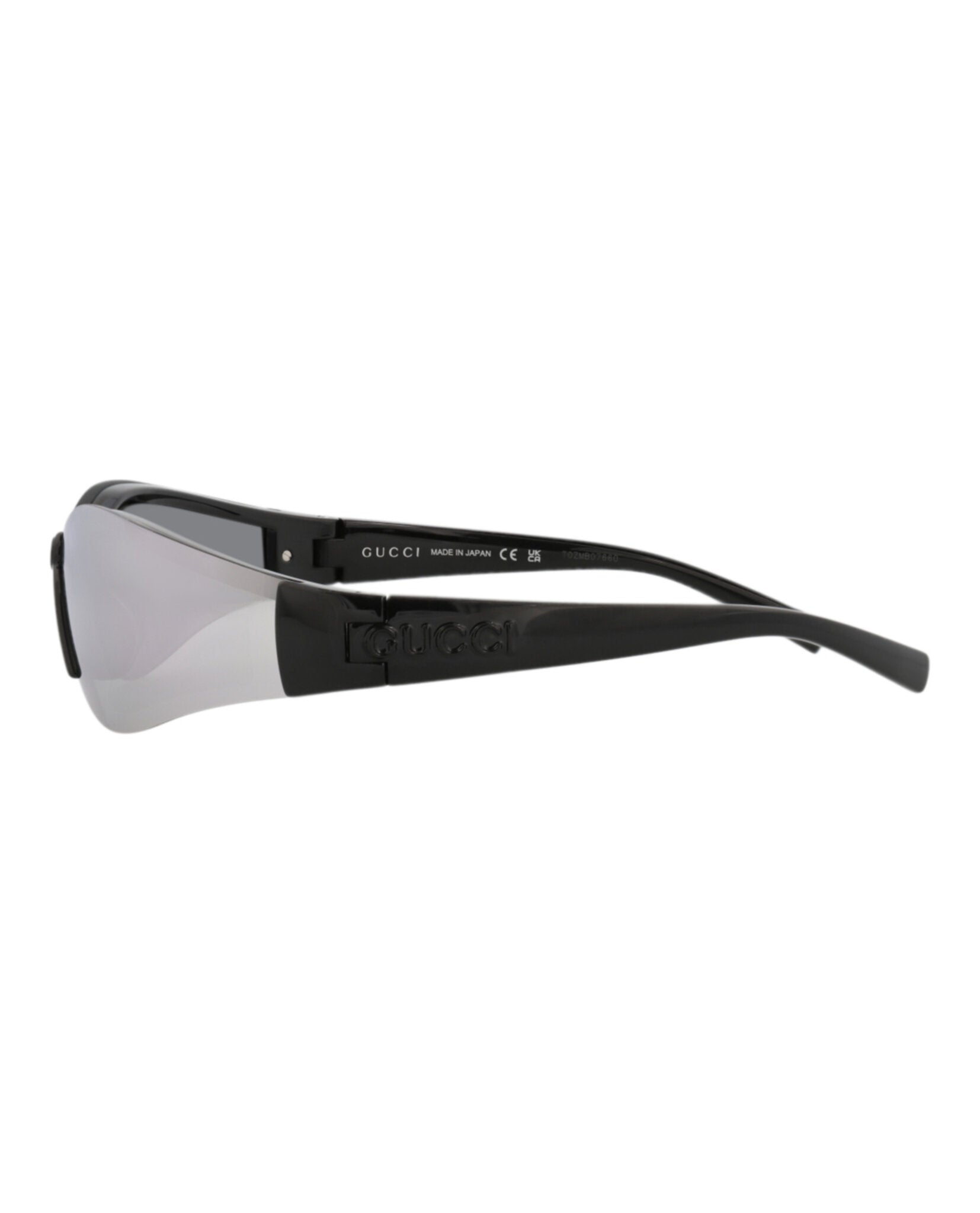 Gucci Womens Shield/Wrap Black Black Silver Fashion Designer Eyewear