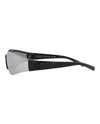 Gucci Womens Shield/Wrap Black Black Silver Fashion Designer Eyewear