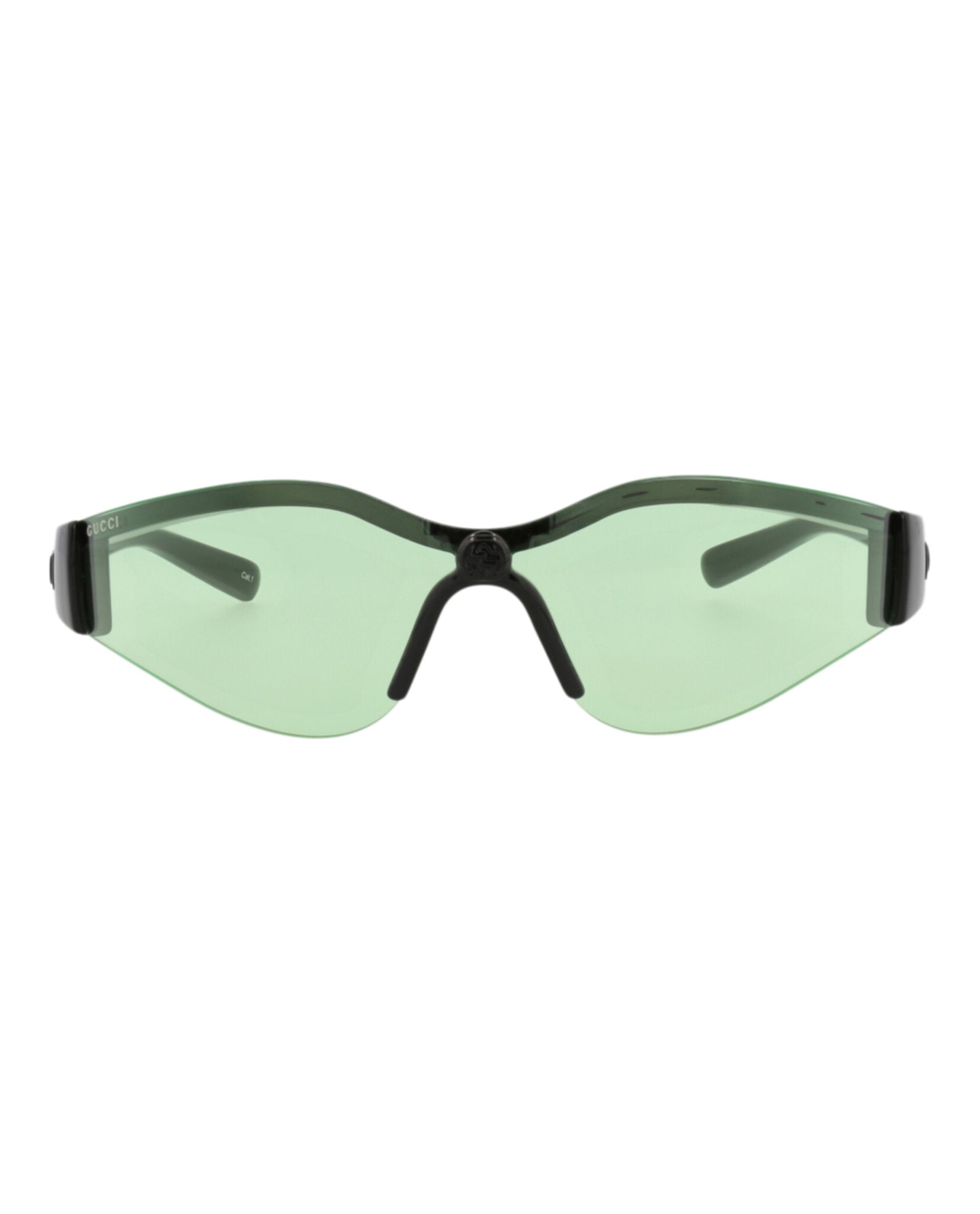 Gucci Womens Shield/Wrap Black Black Green Fashion Designer Eyewear