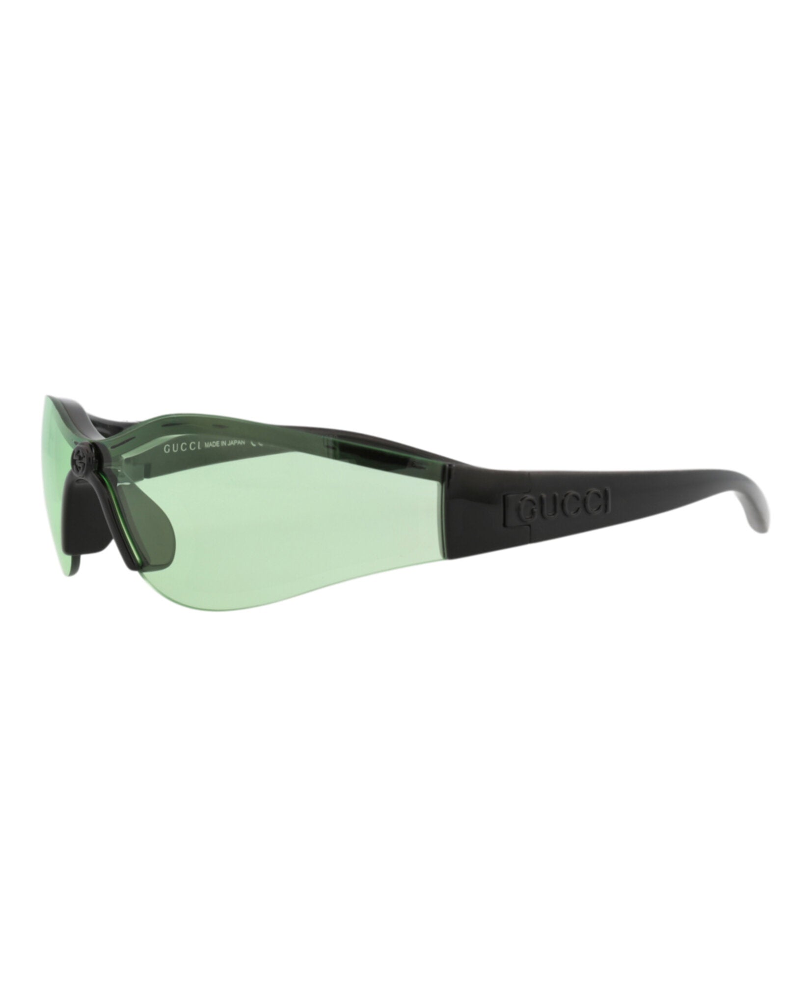 Gucci Womens Shield/Wrap Black Black Green Fashion Designer Eyewear