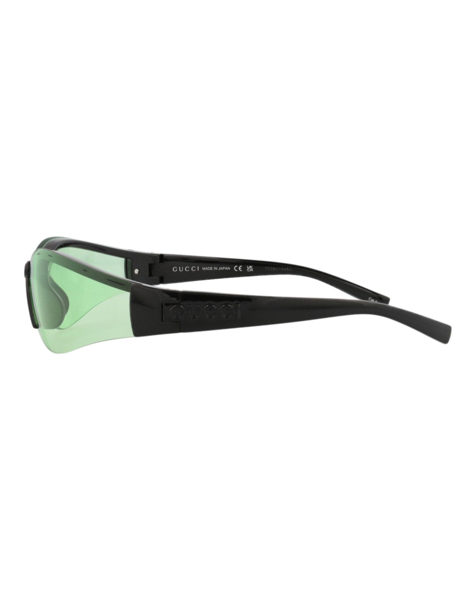 Gucci Womens Shield/Wrap Black Black Green Fashion Designer Eyewear