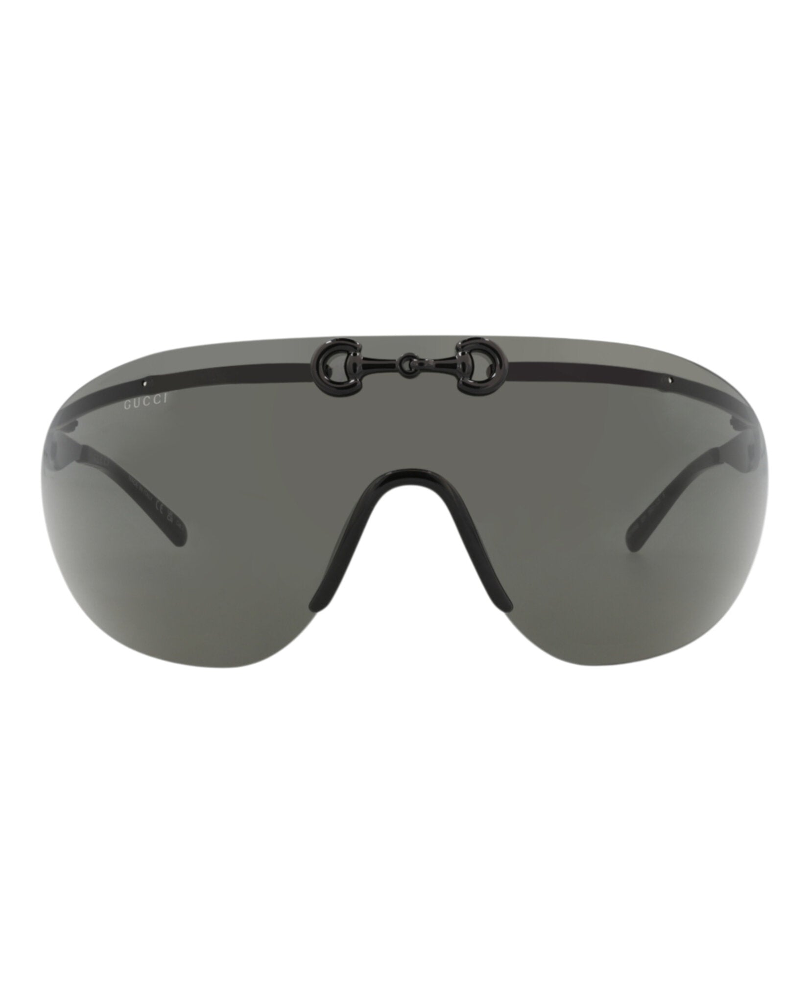 Gucci Mens Shield/Wrap Black Black Grey Fashion Designer Eyewear