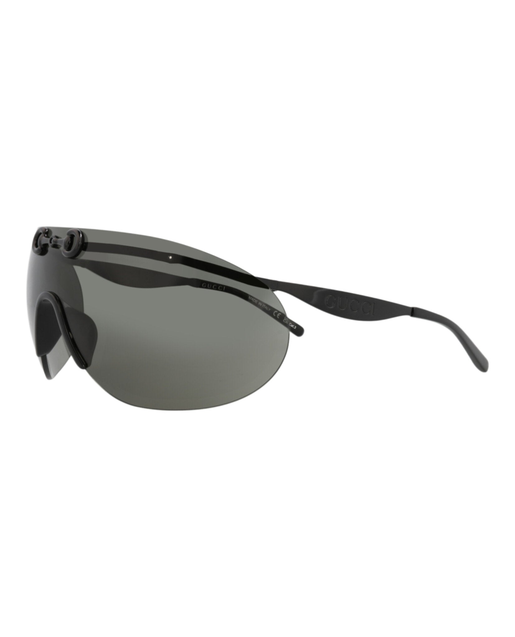 Gucci Mens Shield/Wrap Black Black Grey Fashion Designer Eyewear