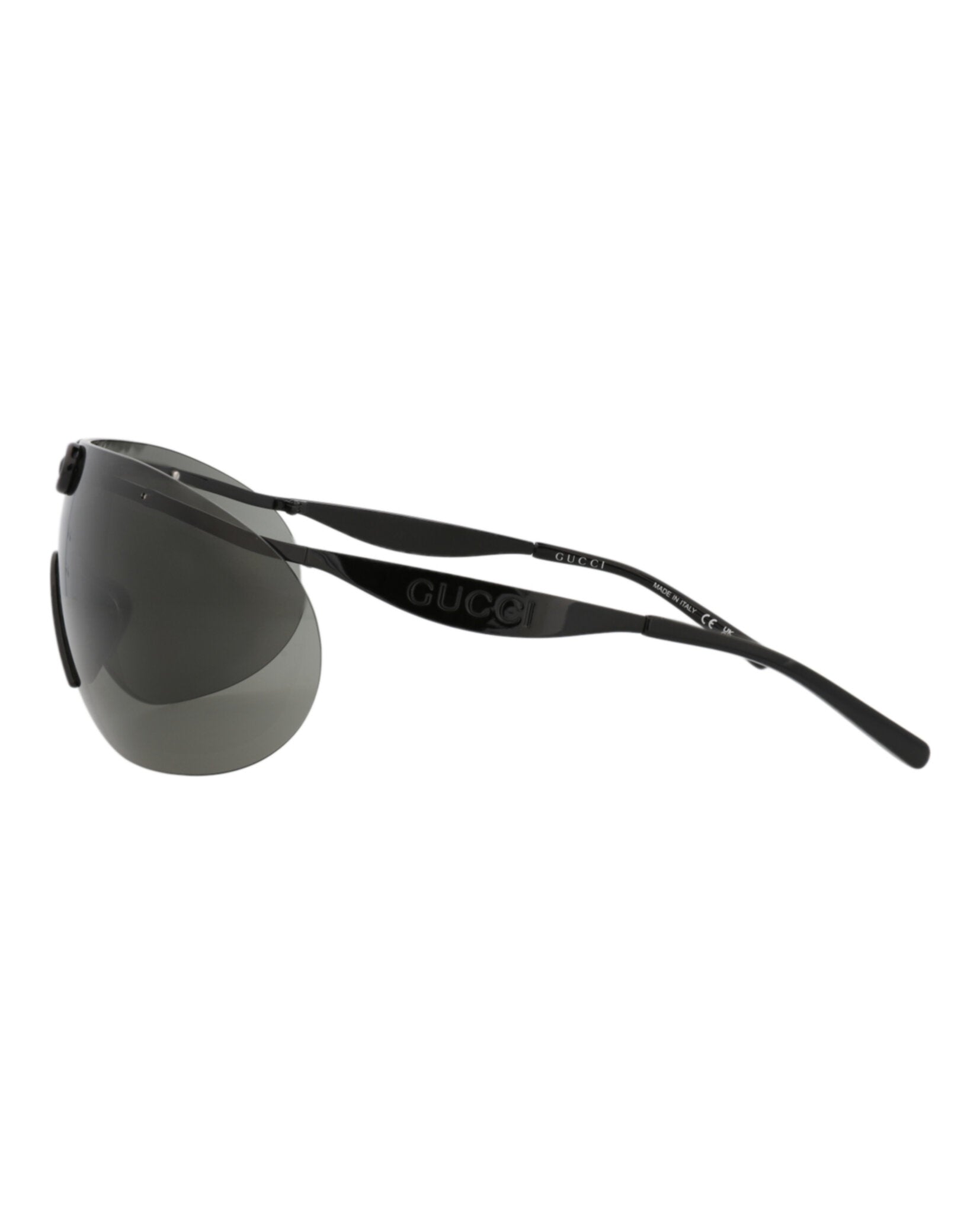Gucci Mens Shield/Wrap Black Black Grey Fashion Designer Eyewear
