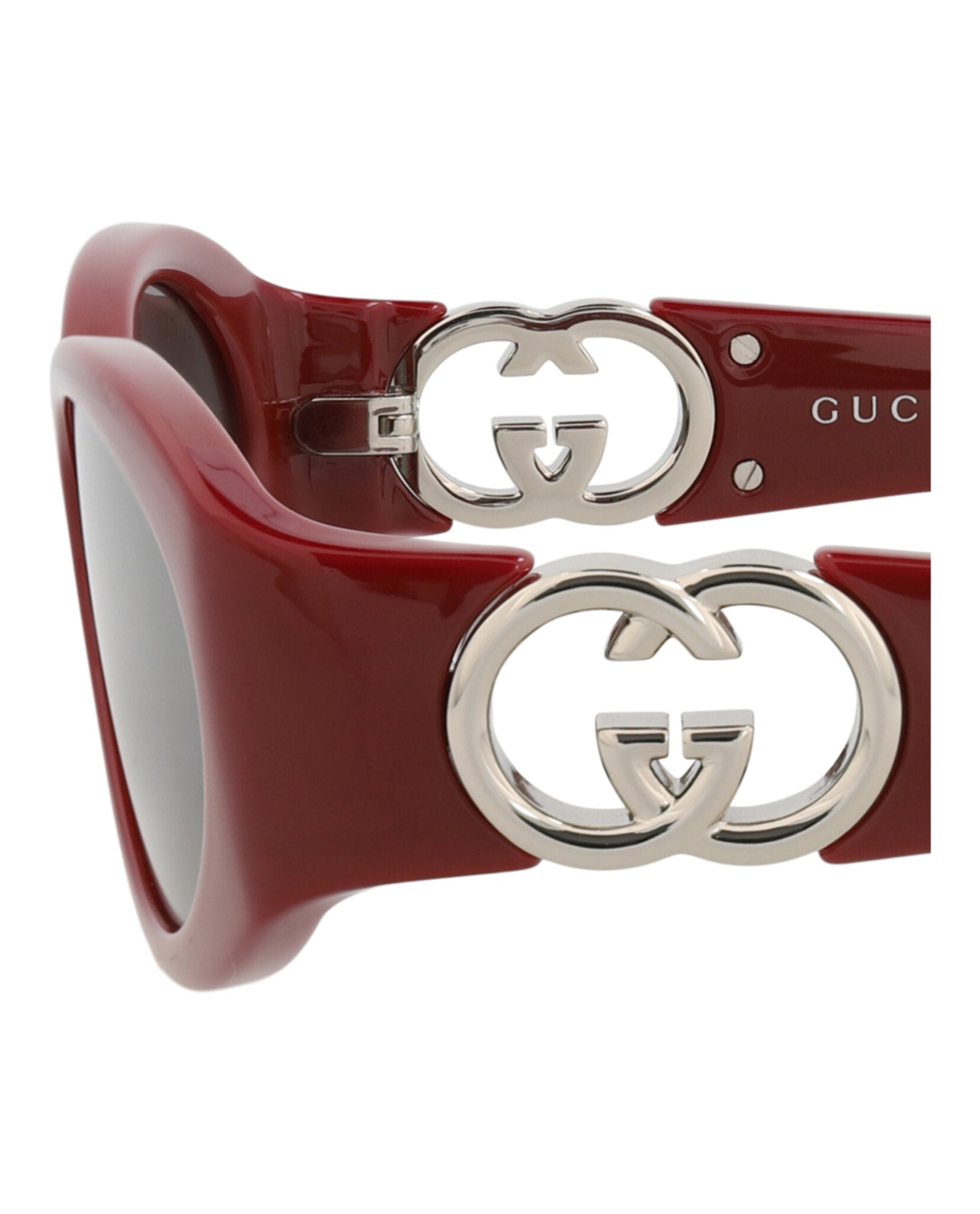 Gucci Gucci Womens Round/Oval Burgundy Burgundy Grey Fashion Designer Eyewear