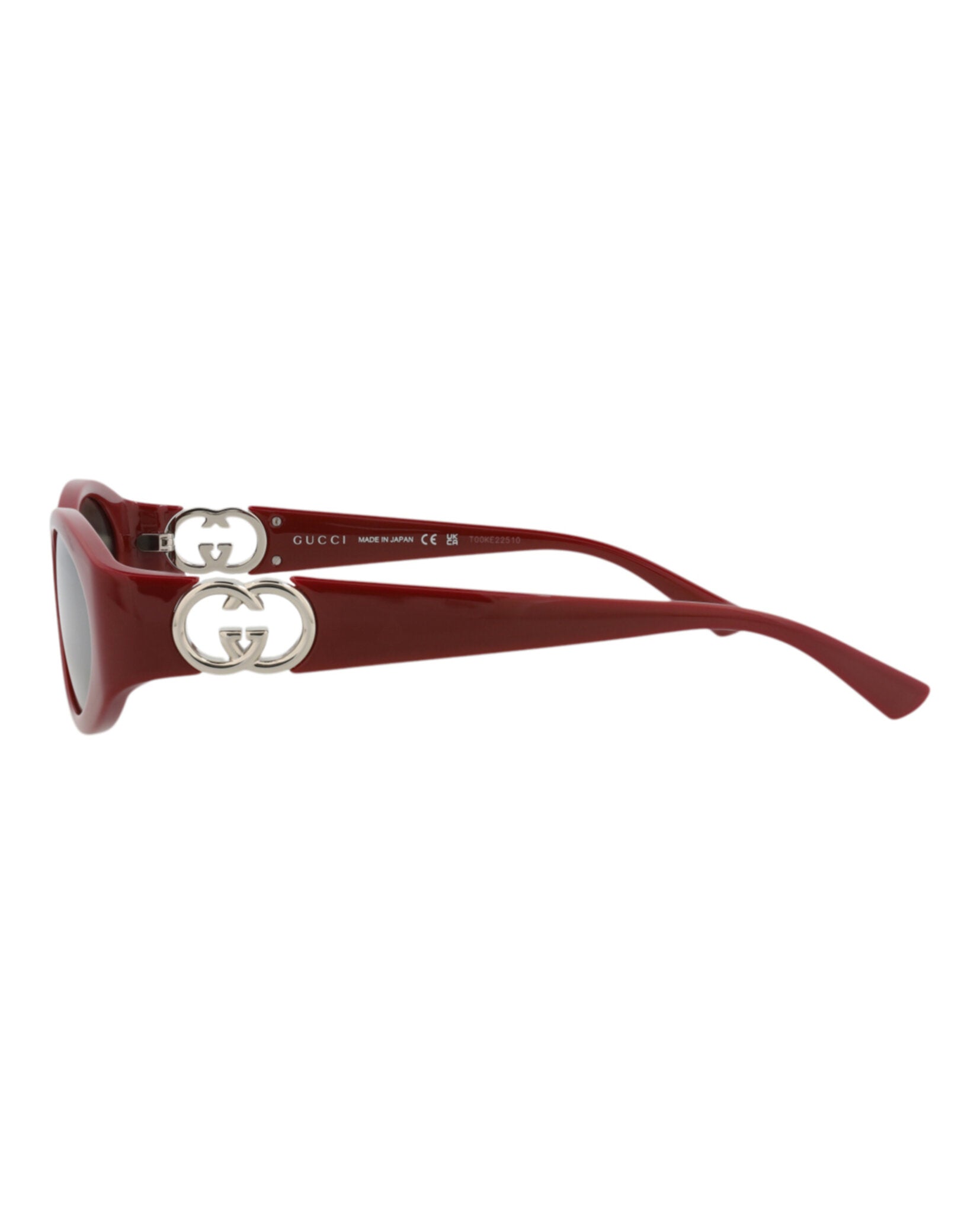 Gucci Womens Round/Oval Burgundy Burgundy Grey Fashion Designer Eyewear