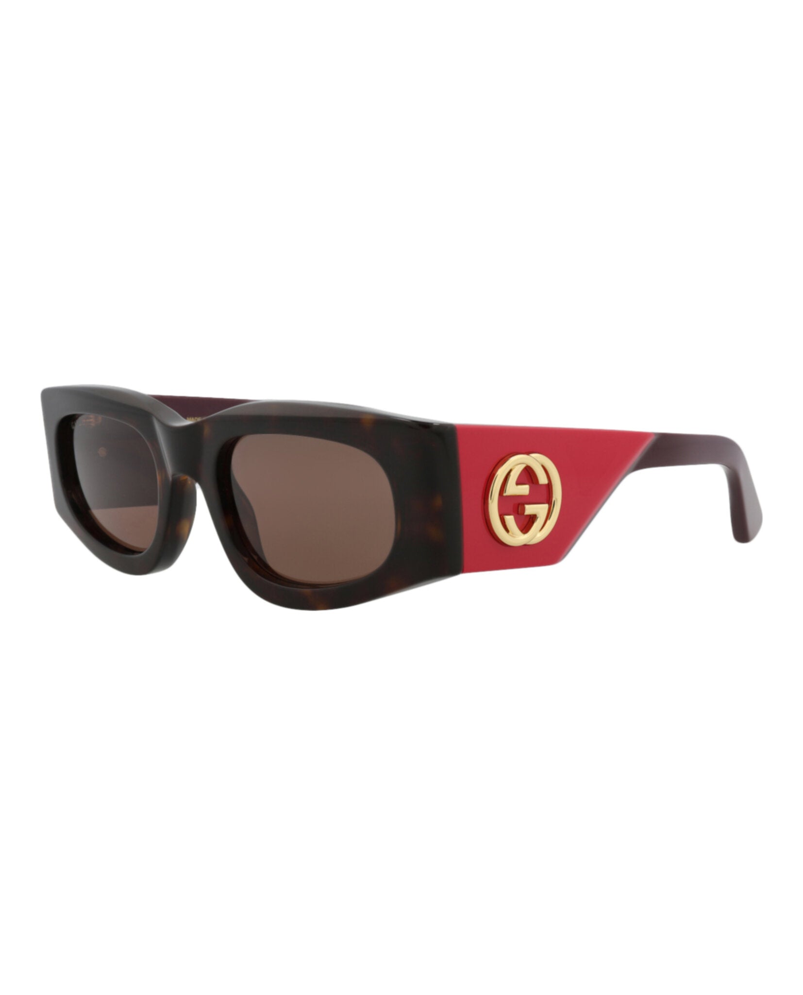 Gucci Womens Square/Rectangle Havana Red Brown Fashion Designer Eyewear